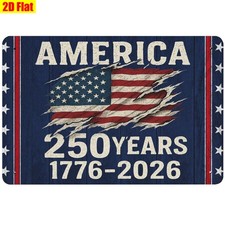 Framed Metal Sign America 250 Years Rustic 4th Of July Wall Hanging Decoration