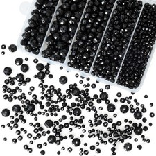 Round Crystal Glass Beads 800pcs 4mm 6mm 8mm 10mm Black For Jewelry Making