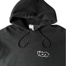 1990s Hero Graffiti Art Skater Black Faded Distressed Hoodie Made in USA