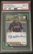 TOP PROSPECT 2024 Bowman Chrome Brice Matthews 1st TRUE Green  Auto /99 PSA 10