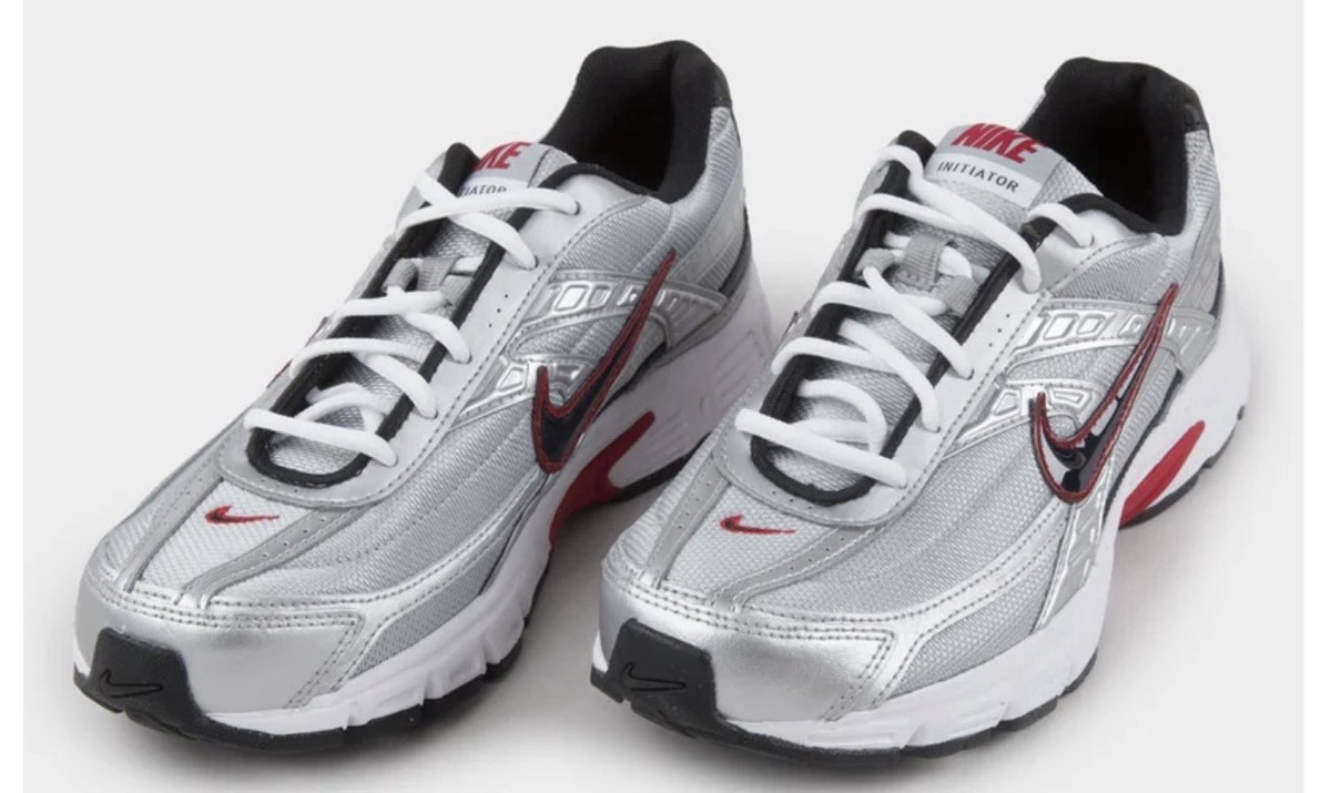 Nike Initiator Metallic Silver Red 394055-001 Size 9.5 Men