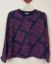 Juicy Couture Girls 3xl Plus Blue Pink Pullover Lightweight Sweatshirt A5911r