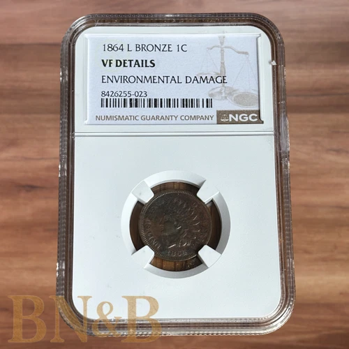 1864-L (L on ribbon) bronze Indian Head cent. NGC XF Details
