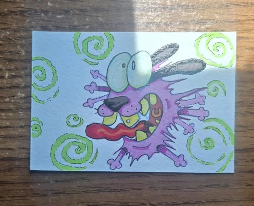 ACEO Original Courage the Cowardly Dog P2 Paper Signed Unique Fanart Collectible