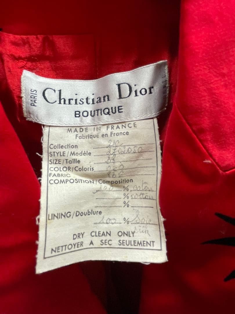 Christian Dior Vintage Jacket Red Black Stars Moon Motif Size 38 thumbnail 2