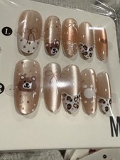 Presse à ongles fait main 10 pièces réutilisable (moyen) longueur moyenne amande