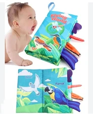 Soft Crinkle Cloth First Baby Book Flying World Birds Colorful Tail Feathers
