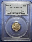 1955-D Roosevelt Dime - PCGS MS66FB