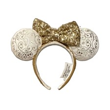 Disney Parks Minnie Mouse Light-Up Ears Headband w/ Gold Sequin Bow