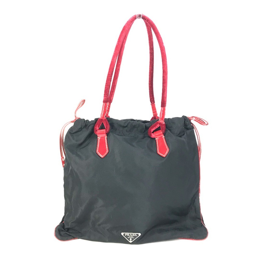 PRADA logo drawstring triangle logo plate bicolor tote bag shoulder bag handbag