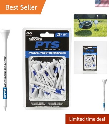 Color-Coded PTS Golf Tees 3-1/4 Inch | 30 Count | Reduce Spin & Enhance Accuracy