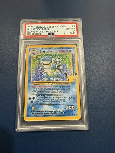 Pokemon Card PSA 10 Blastoise Holo Celebrations Classic Collection #2 One Owner