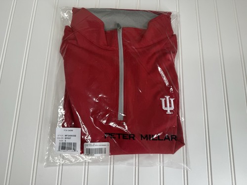 Peter Millar Indiana University Perth Performance 1/4 Zip Hoosiers Red Large NEW