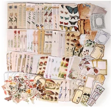 200 Pcs Vintage Junk Journal Supplies Scrapbooking Kit For Art Collage Album