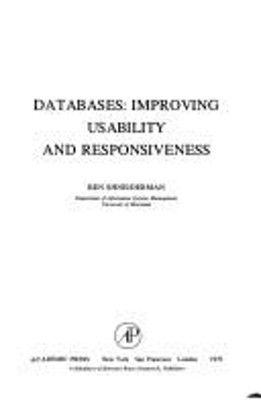 Data Bases : Improving Usability and Effectiveness Hardcover