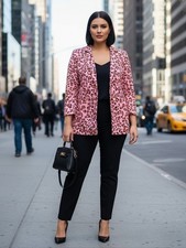 Women's Sz 2XL OYROSY Pink Leopard Blazer. NWT
