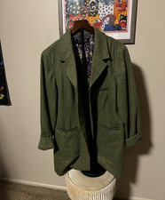 Dialogue Women s Green Long Blazer Jacket Ope...