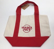 Trader Joe  s Mini Canvas Red Tote Bag Limited Edition Free Shipping NEW