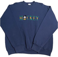 Vtg Mickey Mouse Disney Sweatshirt Men's XL Crew Neck Embroidered Made In USA