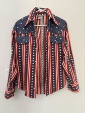 Vintage 1970  s  Pennys Towncraft All Over Print American Flag Small Shirt
