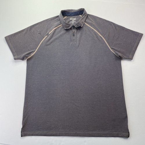 Rhone Polo Shirt Men’s Large Delta Pique Performance Golf Stretch Mahogany Navy