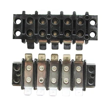 1x Kulka 801 GP 5, 5 Pos Double Row, 150VAC/DC Terminal Block W/ 45 deg .250" QC