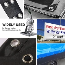 Hand Press Eyelet Grommet Machine Commercial Punch Tool Kit W/ 2000 Grommets