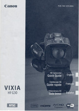 Original Canon VIXIA HF G30 HD Camcorder Quick Guide Instruction Manual Clean FS