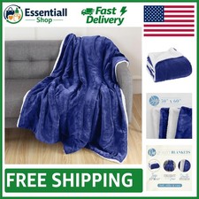 Super Soft Reversible Sherpa Throw Blanket - Perfect for Lounging, 50 x 60
