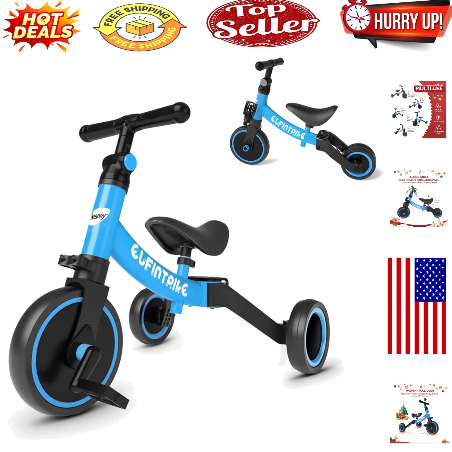 VersaRide 5-in-1 Toddler Bike: Safe, Stylish & Adjustable fo