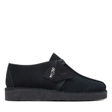 Clarks Desert Trek 26165566 Womens Black Suede Oxford Flats Shoes