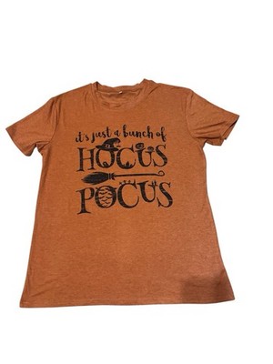 It's Just A Bunch of Hocus Pocus Halloween T Shirt Women's Size Large Orange L