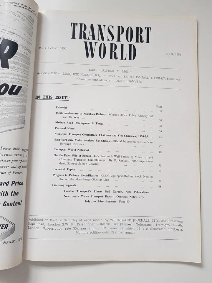 TRANSPORT WORLD NEWSPAPER MAGAZINE JUL 3 1954 VOL CXVI(116) NO. 3650 - Image 4 of 4