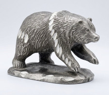 1986 Rawcliffe Fine Pewter Running Grizzly Bear Figurine #728, Made in USA