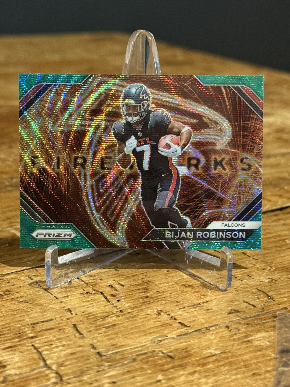 2023 Panini Prizm - Fireworks Bijan Robinson #F-24 Green Wave Prizm (RC)