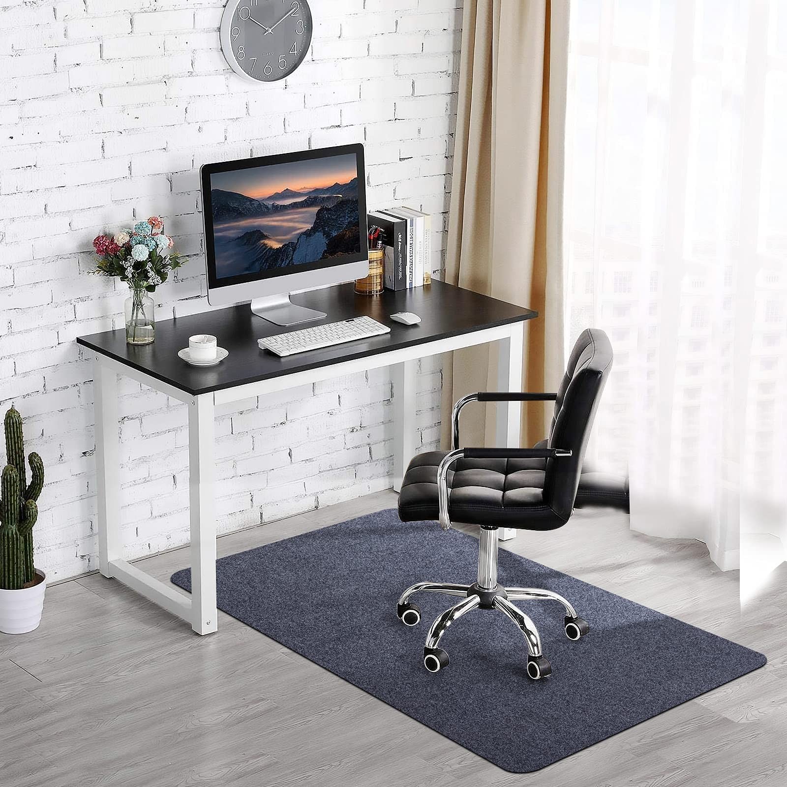 Office Chair Mat for Hardwood & Tile Floors 55x35 Computer Gaming Rolling Mat-image