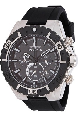 Invicta Men's 37630 Aviator Quartz Chronograph 49mm Black Dial Silicone Watch