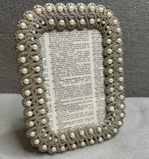 Ornate Pearl Azzure Home Picture Photo Frame Silver 3.5X5.5 Free Standing