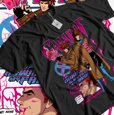 Gambit Card Trick Men's X-Men T-Shirt Grey Gambit Feeling Lucky Shirt All Size