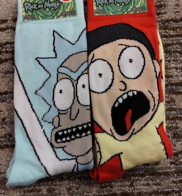 2-pair Rick and Morty Novelty Crew Socks Adult Shoe Size 6-12 NWT
