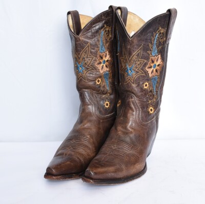 SONORA Double H Boots Floral Western Cowboy Riding Mid Calf Boots Womens Sz 