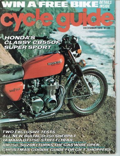 December 1975 Cycle Guide motorcycle magazine Suzuki RM125 Bultaco Honda CB550 - Foto 1 di 1