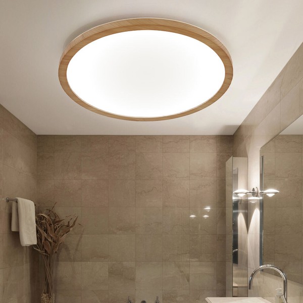 Deckenlampe Deckenleuchte Holzoptik Badezimmerlampe Backlight 3 Stufen IP44 Led-image