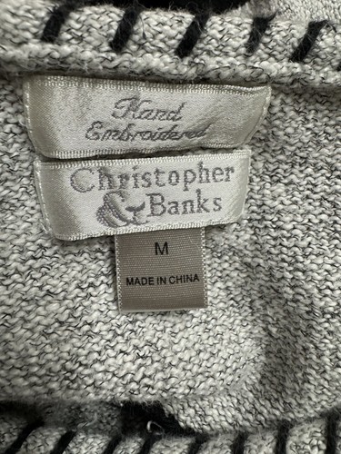 Maglione gatto vintage Y2K ricamato a mano manica lunga taglia M Christopher & Banks - Foto 5 di 6