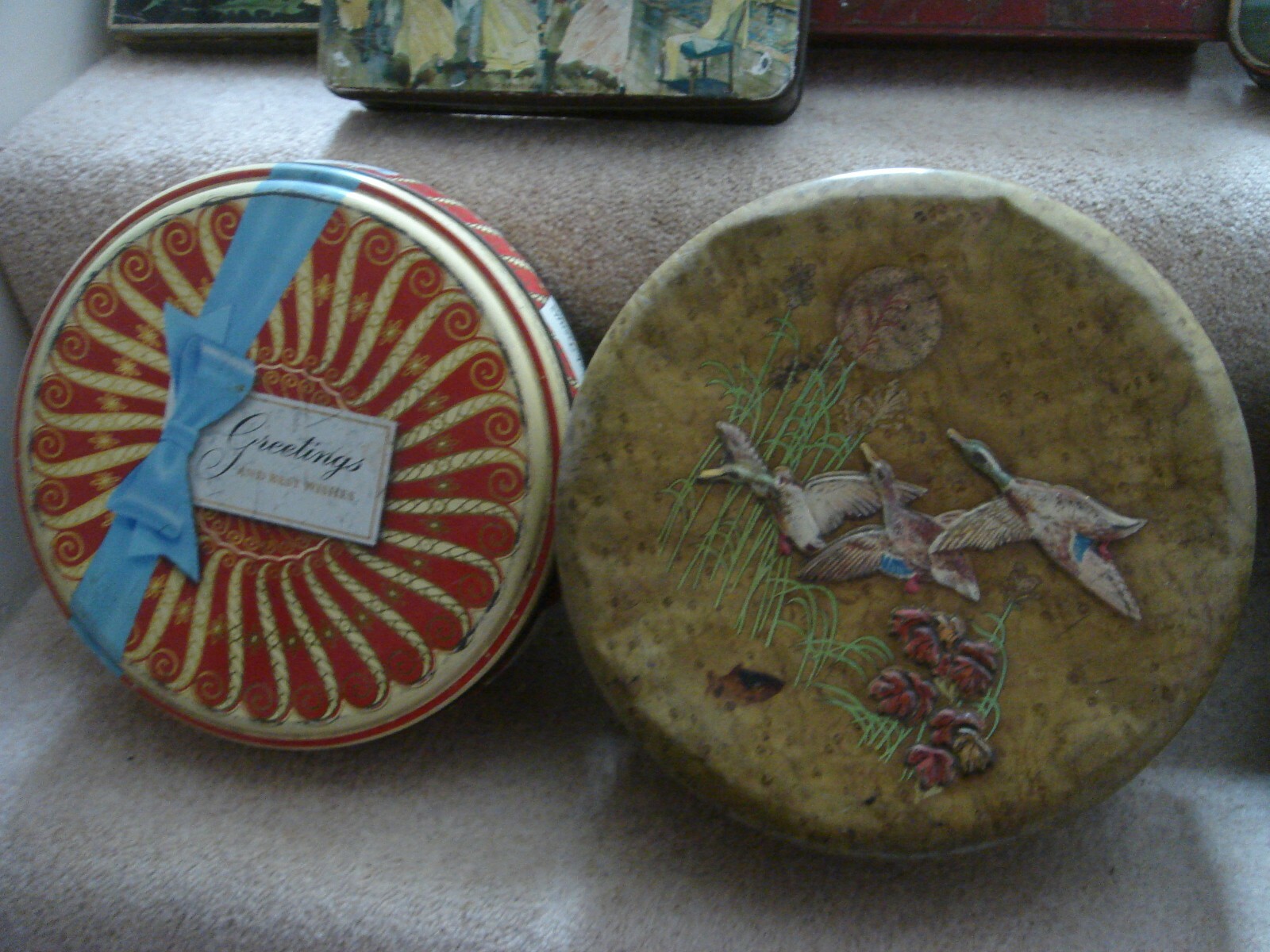 large collection of antique tins/ boxes including royalty cadbury