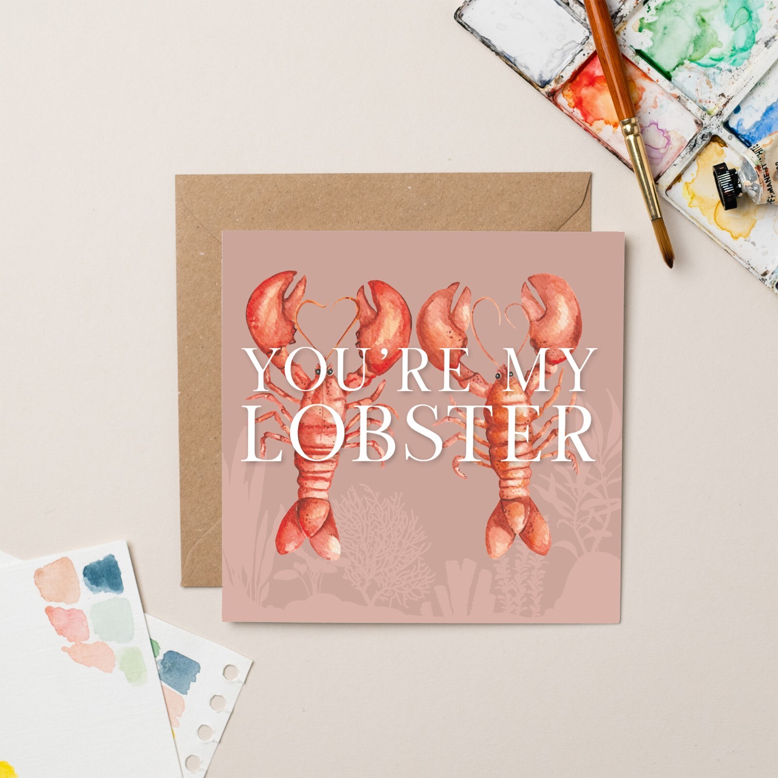 Anniversary Lobster Card - Modern Stylish Illustrated Greeting Card