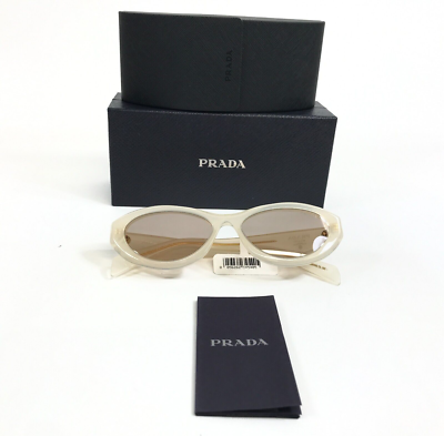 Prada Sunglasses SPR26Z 12V-4I2 Opal Milk Oval Frames with Light