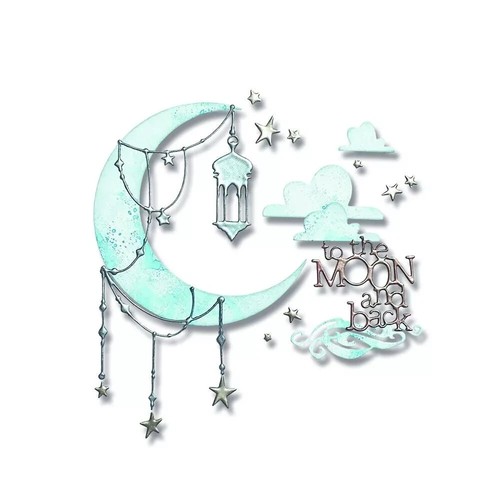 Sizzix Thinlits Moon & Back di Pete Hughes Set di stampi da taglio artigianato carta 665035 - Foto 2 di 9