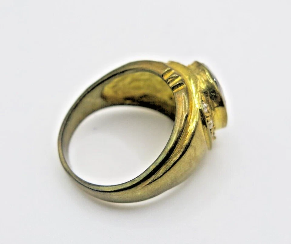 Anillo de latón vintage para hombre granate rojo piedras preciosas circonita diamantes de imitación delicados talla 9 Foto 4 de 4