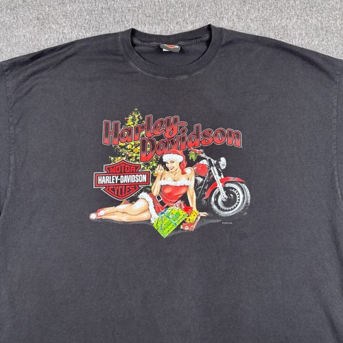 Harley Davidson Pin Up Girl T-Shirt Herren 4XL schwarz Weihnachten Biker Urlaub Y2K - Bild 2 von 9